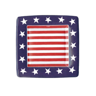 Caspari Red, White & Blue Square Paper Salad & Dessert Plates - 8 Per Package 15070SP