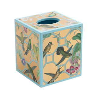 Caspari Hummingbird Trellis Lacquer Tissue Box Cover in Gold - 1 Each 15111LQTB