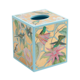 Caspari Hummingbird Trellis Lacquer Tissue Box Cover in Gold - 1 Each 15111LQTB