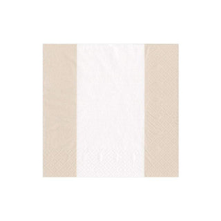 Caspari Bandol Stripe Paper Cocktail Napkins in Natural - 20 Per Package 15350C