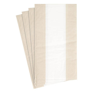 Caspari Bandol Stripe Paper Guest Towel Napkins in Natural - 15 Per Package 15350G