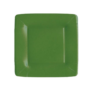 Caspari Grosgrain Square Paper Salad & Dessert Plates in Hunter Green - 8 Per Package 15371SP