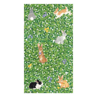 Caspari Bunnies and Boxwood Paper Guest Towel Napkins - 15 Per Package 15700G