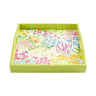 Caspari Meadow Flowers Lacquer Square Tray in White - 1 Each 15760LQSQR