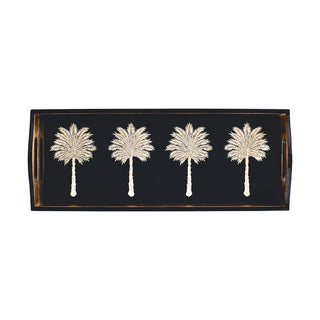 Caspari Grand Palms Lacquer Bar Tray in Black - 1 Each 15933LQBAR