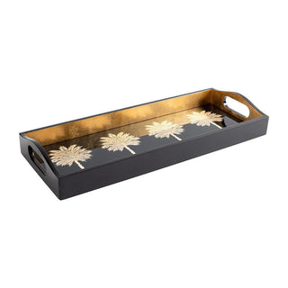 Caspari Grand Palms Lacquer Bar Tray in Black - 1 Each 15933LQBAR