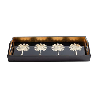 Caspari Grand Palms Lacquer Bar Tray in Black - 1 Each 15933LQBAR