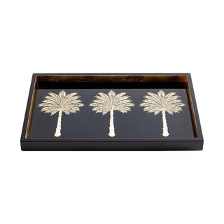 Caspari Grand Palms Lacquer Vanity Tray in Black - 1 Each 15933LQSMREC