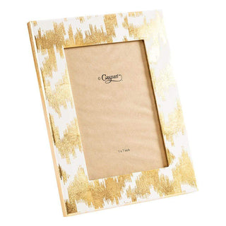 Caspari Modern Moiré Lacquer 5" x 7" Picture Frame in Gold - 1 Each 15954LQFRM5X7