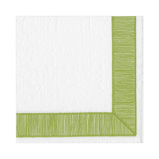 Caspari Ribbon Border Paper Luncheon Napkins in Green - 20 Per Package 15962L