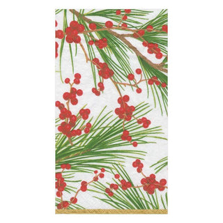 Caspari Berries and Pine Paper Guest Towel Napkins - 15 Per Package 15990G