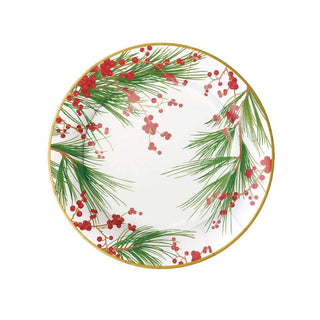 Caspari Berries and Pine Paper Salad & Dessert Plates - 8 Per Package 15990SP