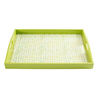 Caspari Trellis Lacquer Large Rectangle Tray in Green - 1 Each 16071LQREC