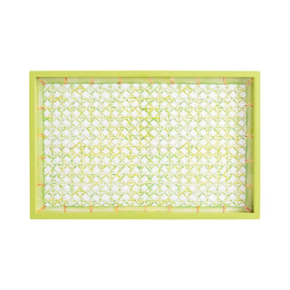 Caspari Trellis Lacquer Vanity Tray in Green - 1 Each 16071LQSMREC