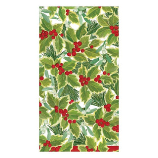 Caspari Holly and Mistletoe Paper Guest Towel Napkins - 15 Per Package 16210G