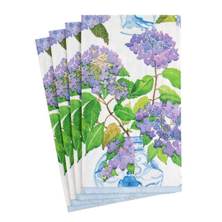 Caspari Hydrangeas and Porcelain Paper Guest Towel Napkins - 15 Per Package 16400G