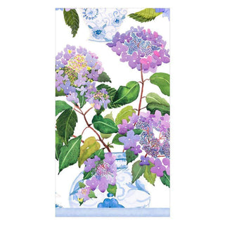 Caspari Hydrangeas and Porcelain Paper Guest Towel Napkins - 15 Per Package 16400G