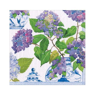 Caspari Hydrangeas and Porcelain Paper Luncheon Napkins - 20 Per Package 16400L