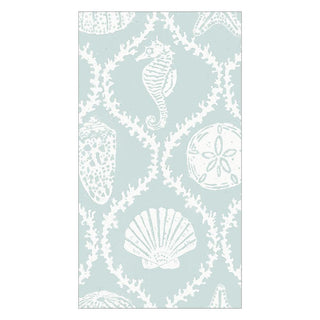 Caspari Seychelles Paper Guest Towel Napkins in Aqua - 15 Per Package 16431G