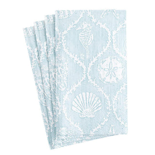 Caspari Seychelles Paper Guest Towel Napkins in Aqua - 15 Per Package 16431G