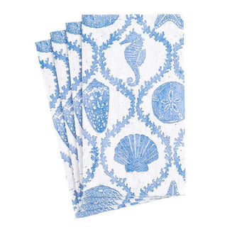 Caspari Seychelles Paper Guest Towel Napkins in Blue - 15 Per Package 16432G