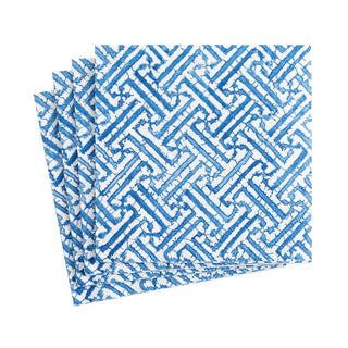 Caspari Fretwork Paper Cocktail Napkins in Blue - 20 Per Package 16450C