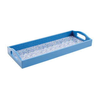 Caspari Fretwork Lacquer Bar Tray in Blue - 1 Each 16450LQBAR