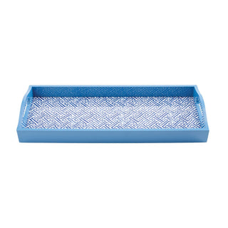 Caspari Fretwork Lacquer Bar Tray in Blue - 1 Each 16450LQBAR