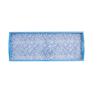 Caspari Fretwork Lacquer Bar Tray in Blue - 1 Each 16450LQBAR