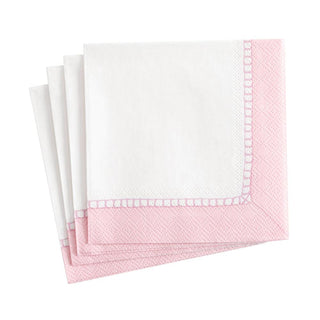 Caspari Linen Border Paper Cocktail Napkins in Petal Pink - 20 Per Package 16510C