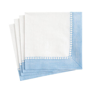 Caspari Linen Border Paper Cocktail Napkins in Light Blue - 20 Per Package 16511C