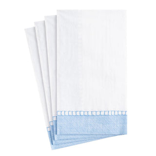 Caspari Linen Border Paper Guest Towel Napkins in Light Blue - 15 Per Package 16511G