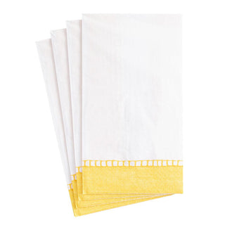 Caspari Linen Border Paper Guest Towel Napkins in Yellow - 15 Per Package 16512G