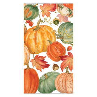 Caspari Pumpkin Field Paper Guest Towel Napkins in White - 15 Per Package 16550G