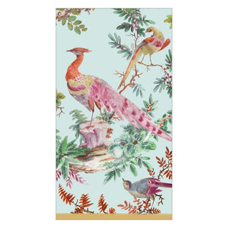 Caspari Chelsea Birds Paper Guest Towel Napkins in Celadon - 15 Per Package 16581G