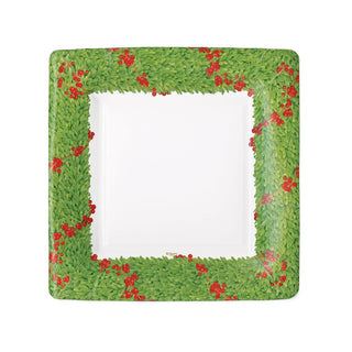 Caspari Boxwood Trellis Square Paper Salad & Dessert Plates - 8 Per Package 16630SP