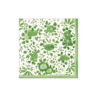 Caspari Delft Paper Cocktail Napkins in Green - 20 Per Package 16831C