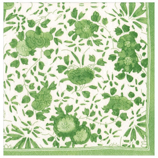 Caspari Delft Paper Dinner Napkins in Green - 20 Per Package 16831D