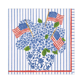 Caspari Flags and Hydrangeas Paper Luncheon Napkins - 20 Per Package 16900L