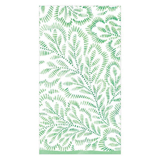 Caspari Block Print Leaves Paper Guest Towel Napkins in Green - 15 Per Package 16981G