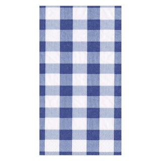 Caspari Gingham Paper Guest Towel Napkins in Blue - 15 Per Package 17070G