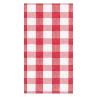 Caspari Gingham Paper Guest Towel Napkins in Red - 15 Per Package 17071G