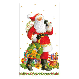 Caspari Jolly St. Nick Paper Guest Towel Napkins - 15 Per Package 17180G