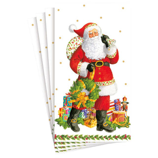 Caspari Jolly St. Nick Paper Guest Towel Napkins - 15 Per Package 17180G