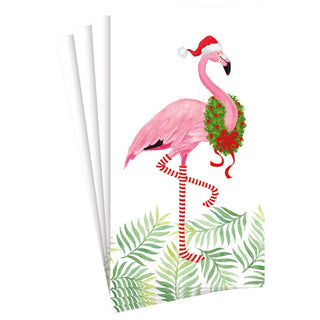 Caspari Christmas Flamingos Paper Guest Towel Napkins - 15 Per Package 17240G