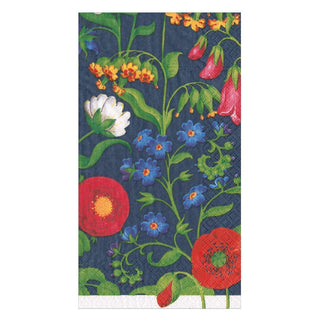 Caspari Cloisters Garden Guest Towel Napkins in Navy - 15 Per Package 17391G