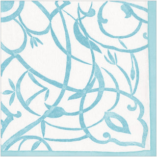 Caspari Algarve Paper Linen Dinner Napkins in Aqua - 12 Per Package 17461DG