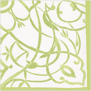 Caspari Algarve Paper Linen Dinner Napkins in Moss - 12 Per Package 17462DG