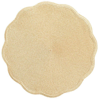 Deborah Rhodes Braided Scallop Edge Round Placemat in Sand with Metallic Gold Glimmer - 1 Each 20974