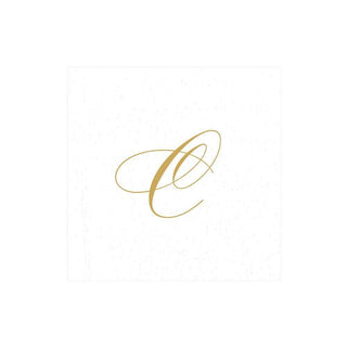 Caspari White Pearl & Gold Paper Linen Single Initial Boxed Cocktail Napkins - 30 Per Box C 2900CG.C